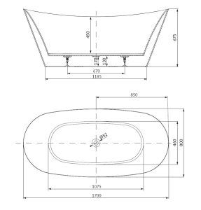 INVERTO OVAL FREESTANDING BATHTUB 170x80cm